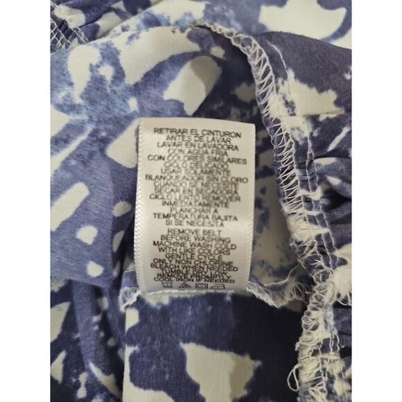 Peter Som Splatter Belted Shirt Dress Blue Combo Size 8 - Picture 9 of 9